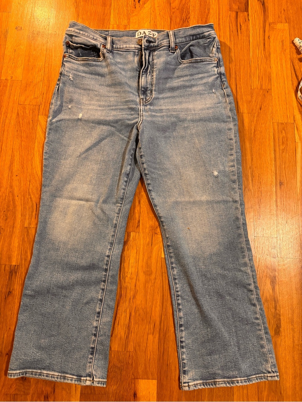 Light Blue Crop Jeans for Women - Casual Wide Leg